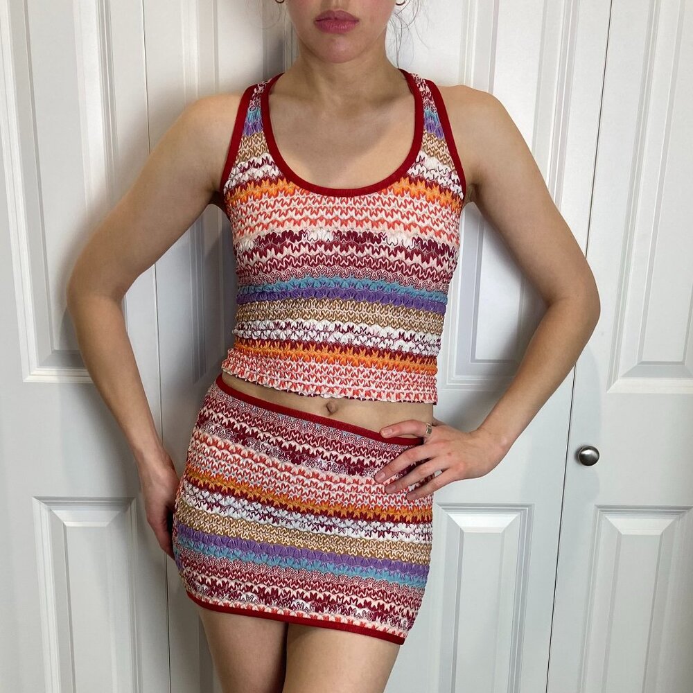 Vintage Missoni Mare Zigzag Set - Tank and Miniskirt